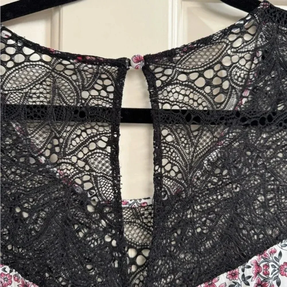 Torrid Pink Floral Lace Yoke Challis Maxi Dress